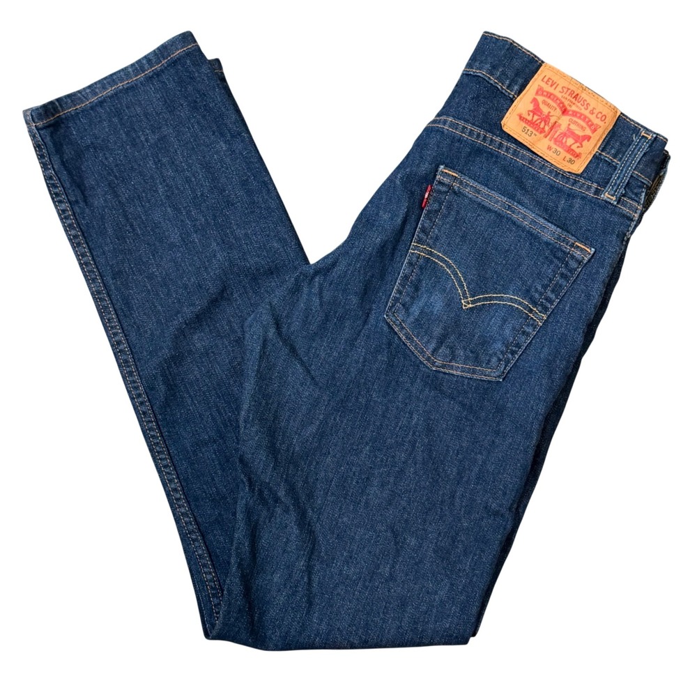 Levi's 513 Slim Straight Men's Denim Jeans 30x30 Clean Dark Wash Blue NWOT